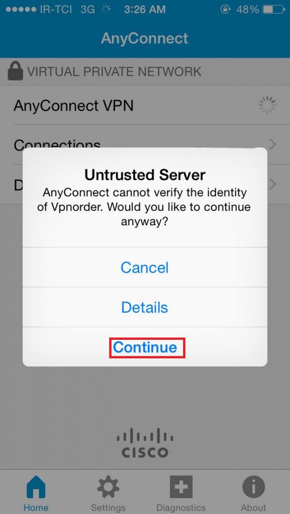 033 577x1024 - آموش اتصال سیسکو (Cisco AnyConnect) در آیفون و آیپد